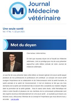 Journal médecine vétérinaire Juin 2023
